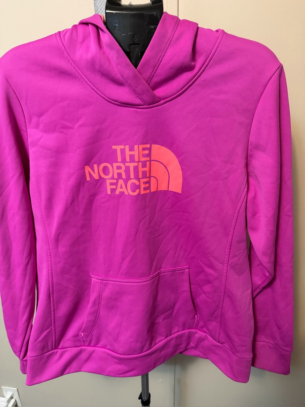 The North Face Women's XL Purple Magenta Fleece Pullover Hoodie Neon Logo
